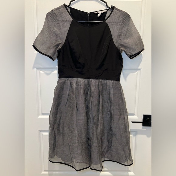 BCBGeneration Black and Gray Fit and Flare Midi Dress - Picture 1 of 13